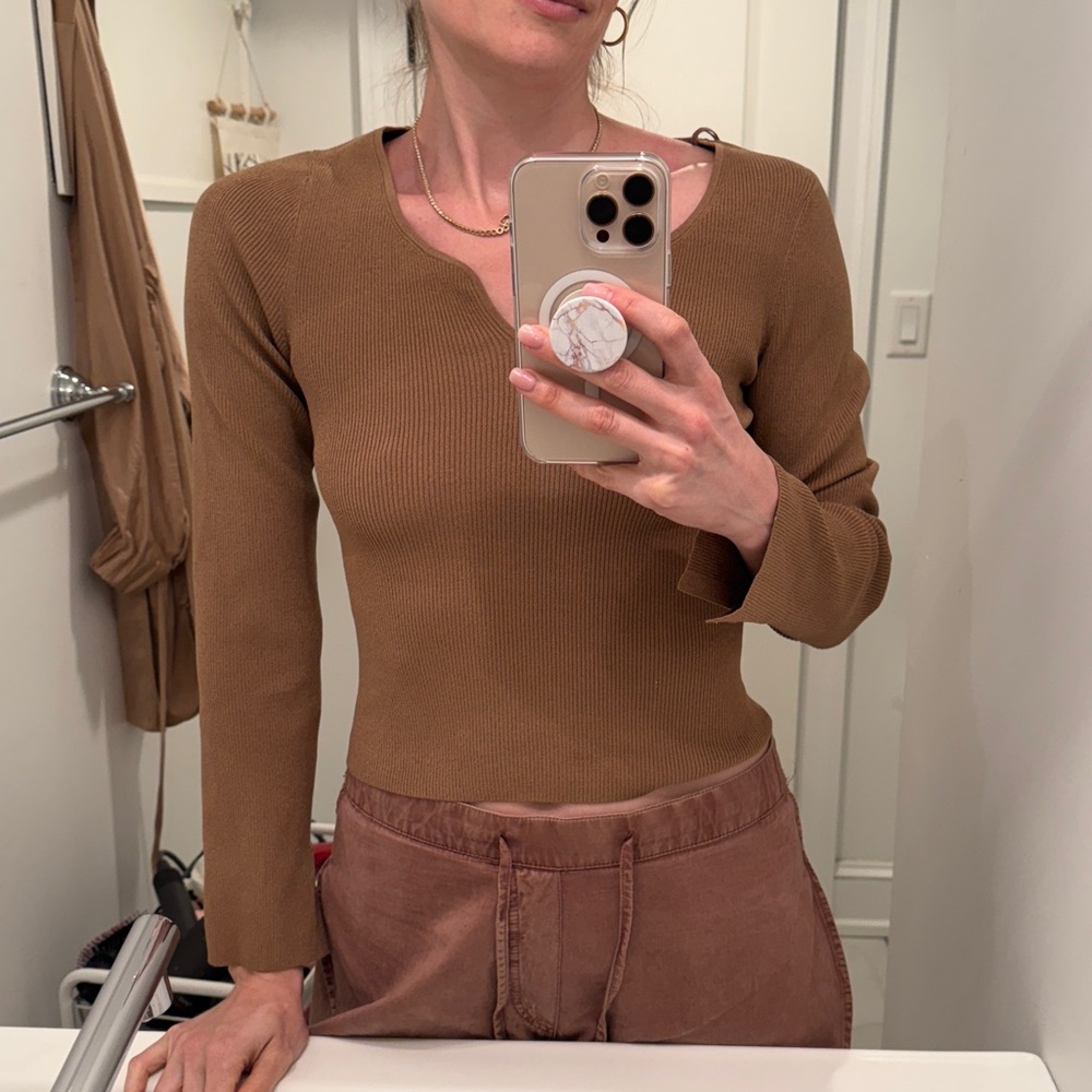 NWOT & Other Stories Camel V-Neck Sweater